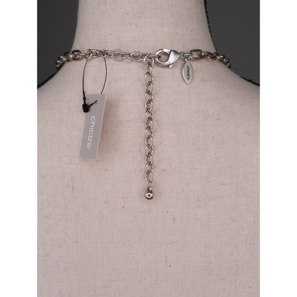 Chicos Tassel Necklace Metal Beads Neutral Tones 21-24" Adjustable $55.50 NEW - Picture 3 of 5